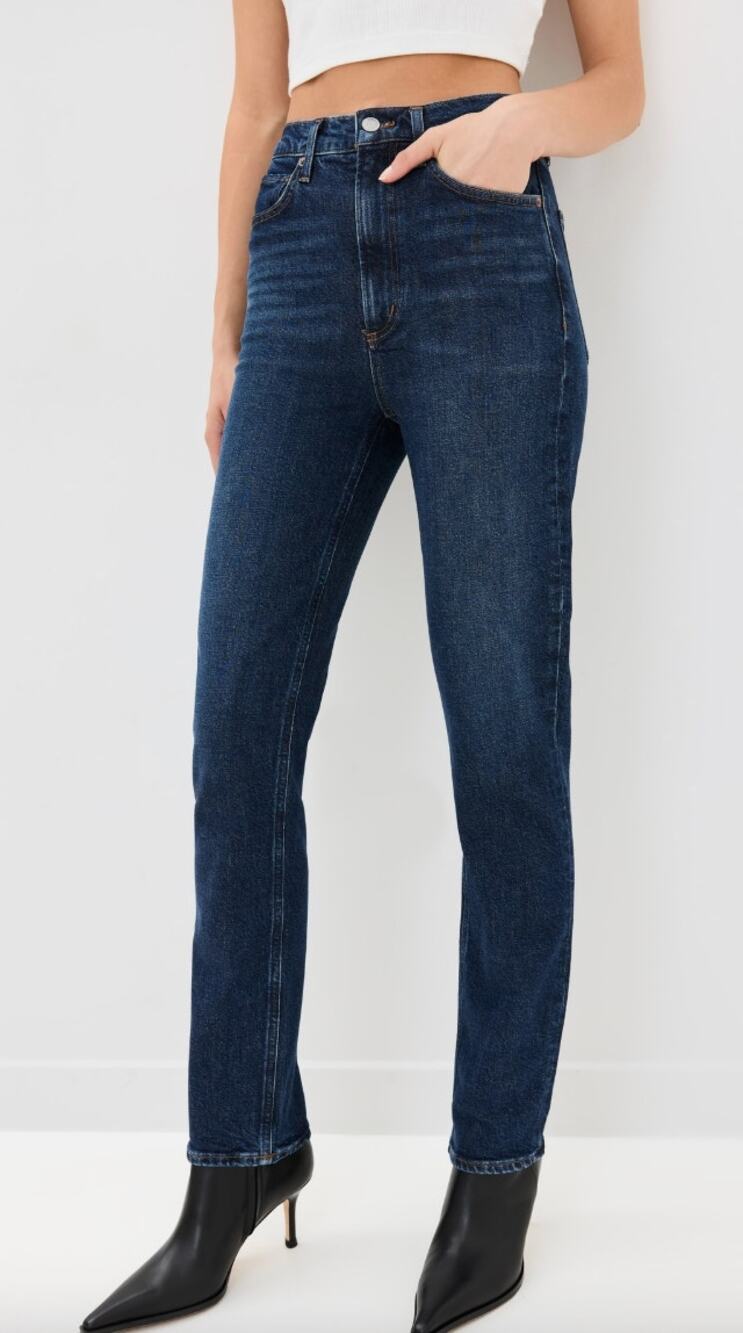 AGOLDE High Rise Stovepipe Jeans Straight Dark Denim Womens 25